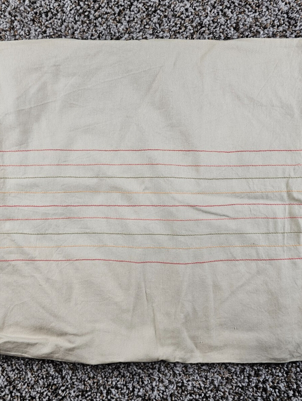 Liz Claiborne Pillow Sham Beige with Embroidered Stripe 17.5" Square